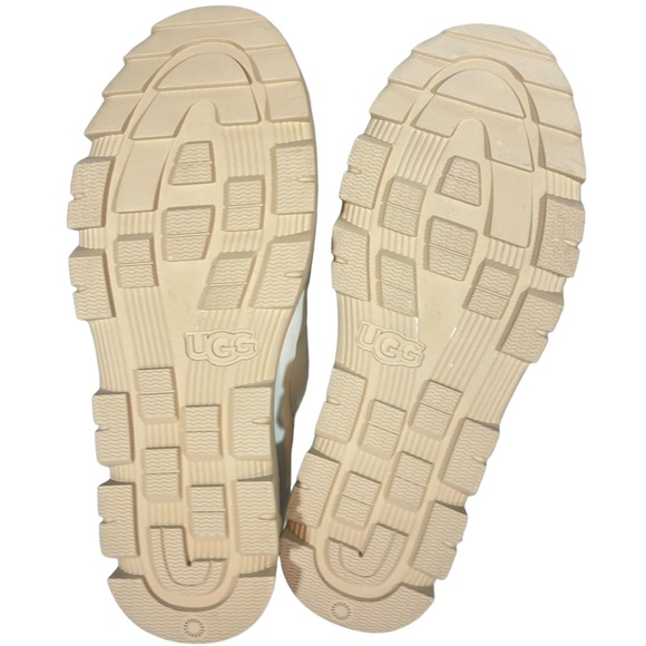 Ugg The Lug Boots Leather Canvas Combat Waterproof Bright White Womens Size 9 - Picture 4 of 16